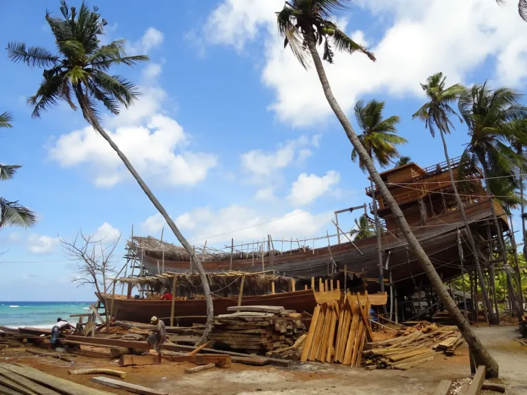 Phinisi boat under sail